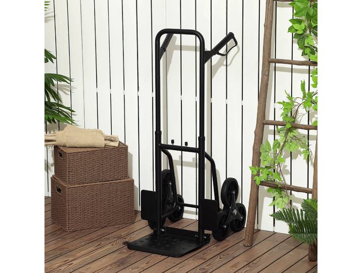 DURHAND Diable d'Escalier Pliable 120kg Acier 6 Roues Noir