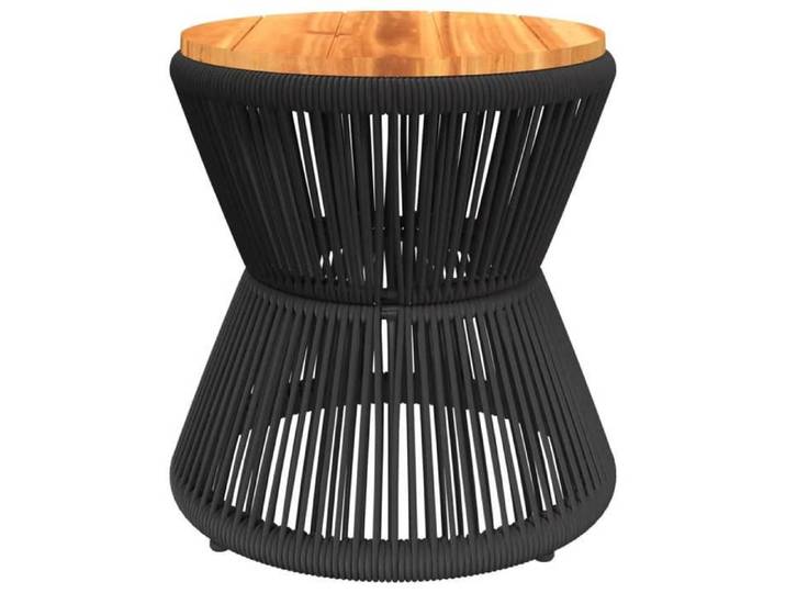 Table Balcon/Terrasse Noir - Magnifique Table basse élégante - VENDUE SEULE - avec base en fil de fer noir bois d'acacia massif -t32