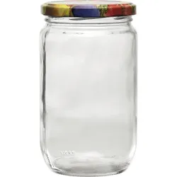 Vorratsglas 6-tlg., rund, klar, Obstdekor-Deckel, Inhalt: 0,72 Liter, TO: 82