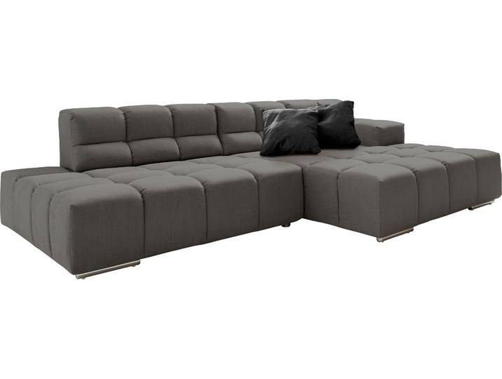 Ecksofa DESIGNWERK Temple, Designsofa trifft hohen Sitzkomfort, L-Form , grau (dunkelgrau), B:286cm T:169cm, 100% Polyester, Sofas, Ecksofa, mit Sitztiefenverstellung