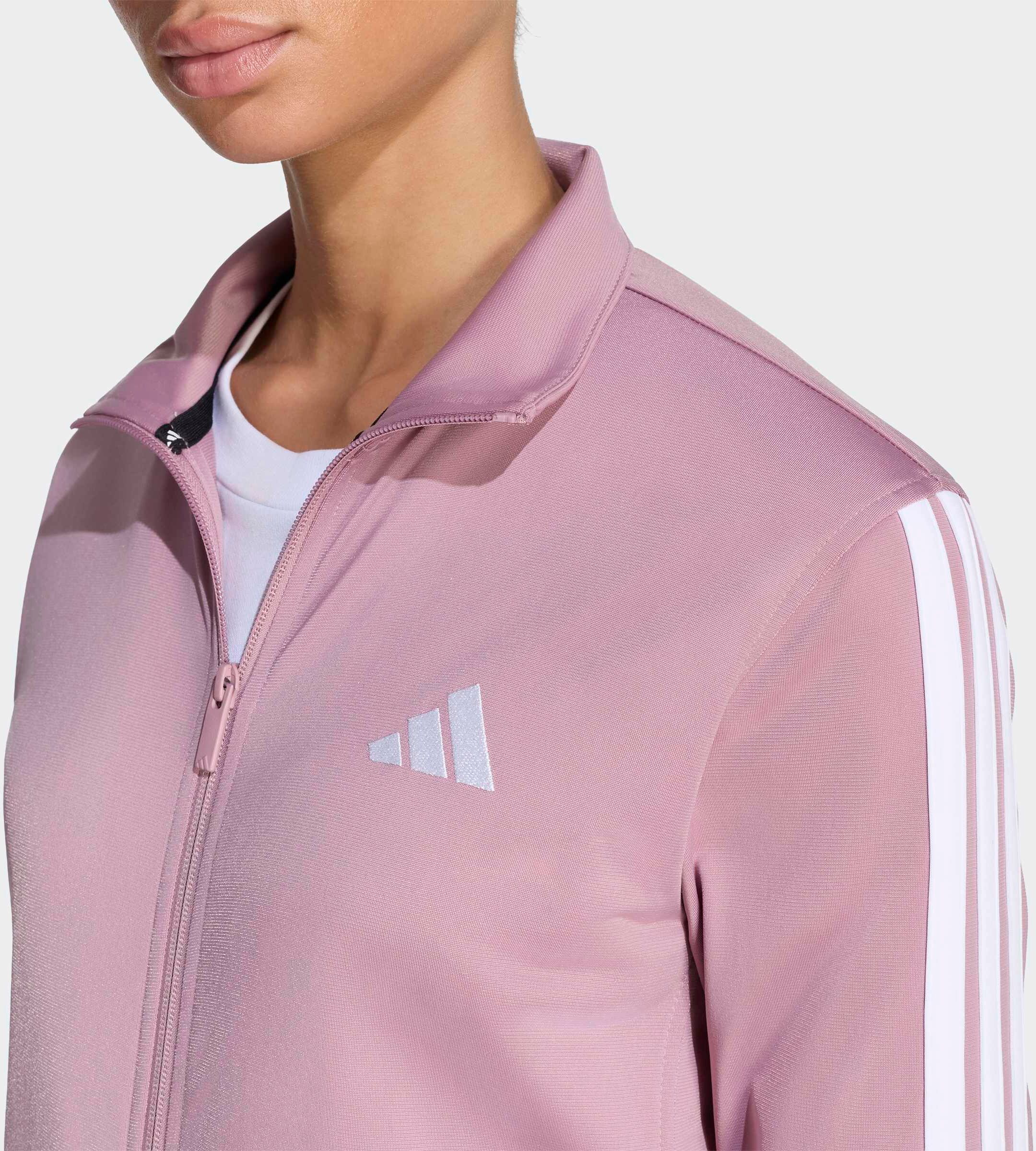 Sweatjacke ADIDAS SPORTSWEAR "DAYREADY", Damen, Gr. M, rosa (magic mauve, weiß), Obermaterial: 100% Polyester, angesetztes Bündchen, Sweatjacken Sweatjacke magic mauve, weiß M