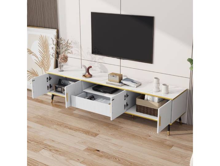 Nouveaux matériaux écologiques Armoire de télévision basse moderne optique en marbre panneau de télévision commode de télévisio
