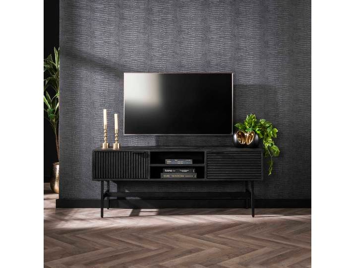 TV-Lowboard Genka , Mangoholz massiv , schwarz