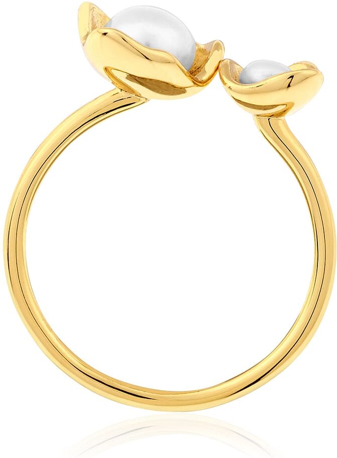 Bague Cleor En Argent 925/1000 Jaune Et Perle Culture Blanche Femme