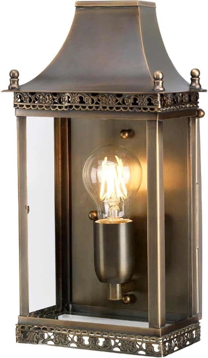 Elstead Lighting Klassieke Wandlantaarn voor de Tuin in Messing en Glas