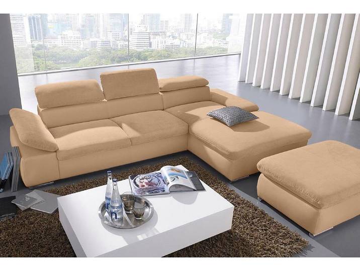 Ecksofa, Luxus-Microfaser, Braun (Café) 286×174 cm, Mit Arm- & Kopfteilverstellung, SIT & MORE Valantine