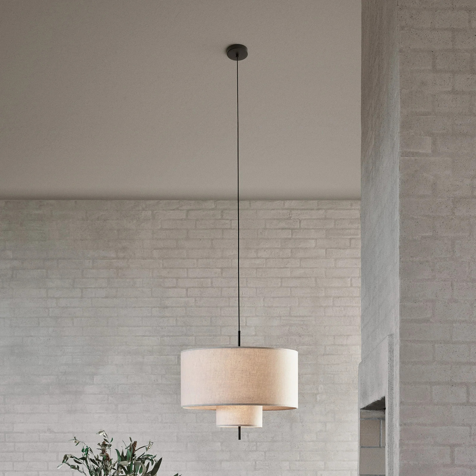New Works Margin hanglamp, beige, Ø 68 cm, textiel en metaal
