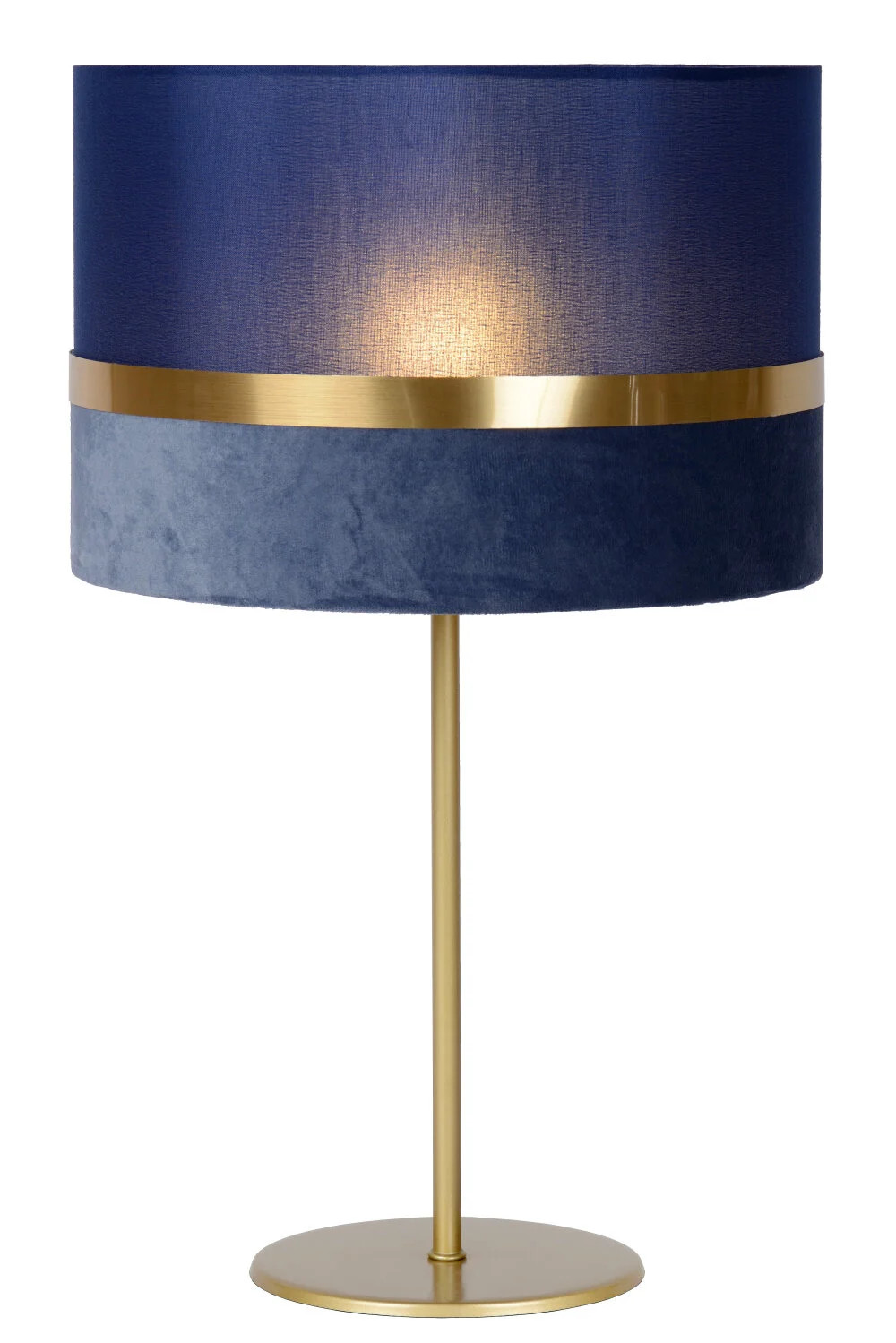 Lucide Extravaganza Tusse Design Tafellamp Blau en Goud/Messing met Stoffen Kap, Diameter: 30 cm