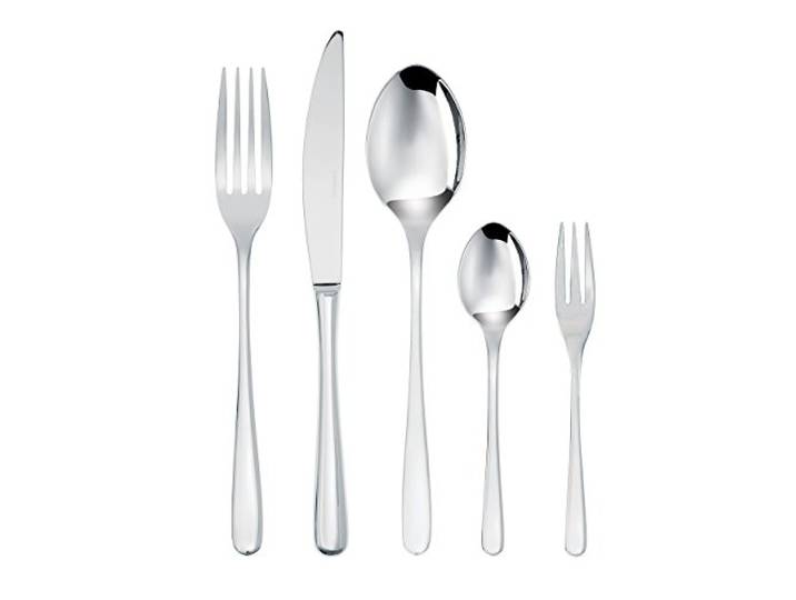 Sambonet Taste 52553-N2 - Monoblock-Edelstahlgeschirrset18/10, für 12 Personen, 60 Teile: 12 Gabeln, 12 Löffel, 12 Messer, 12 Teelöffel, 12 Dessertgabeln, Spülmaschinenfest
