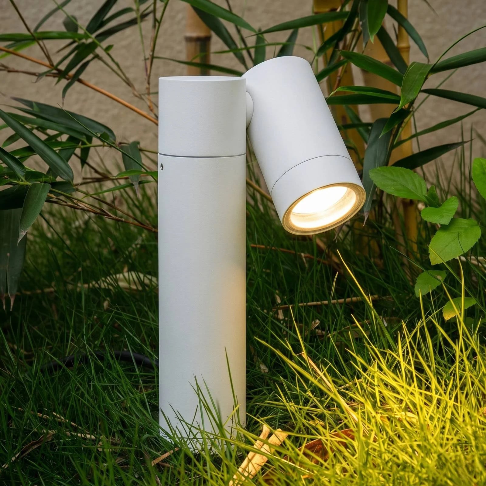 PRIOS Tulimar prikspot, wit, aluminium en glas, IP65 dimbaar, modern design