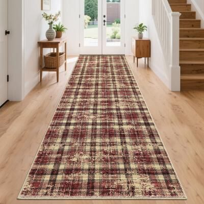 Garvee Farmhouse Geometric Tartan Area Rug