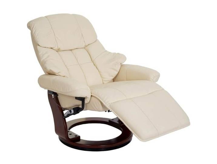MCA fauteuil relax Calgary 2 fauteuil de télévision cuir charge 150kg ~ crème couleur noix