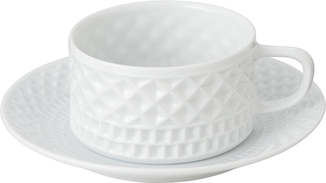 Sargadelos Taza de desayuno con plato Portomarinico . Blanco