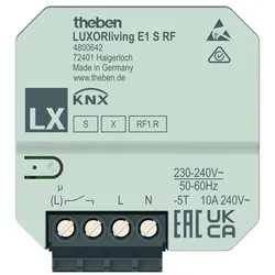 Theben 4800642 LUXORliving 1-fach Funk-Aktor UP für Elektroheizungen LUXORliving E1 S RF