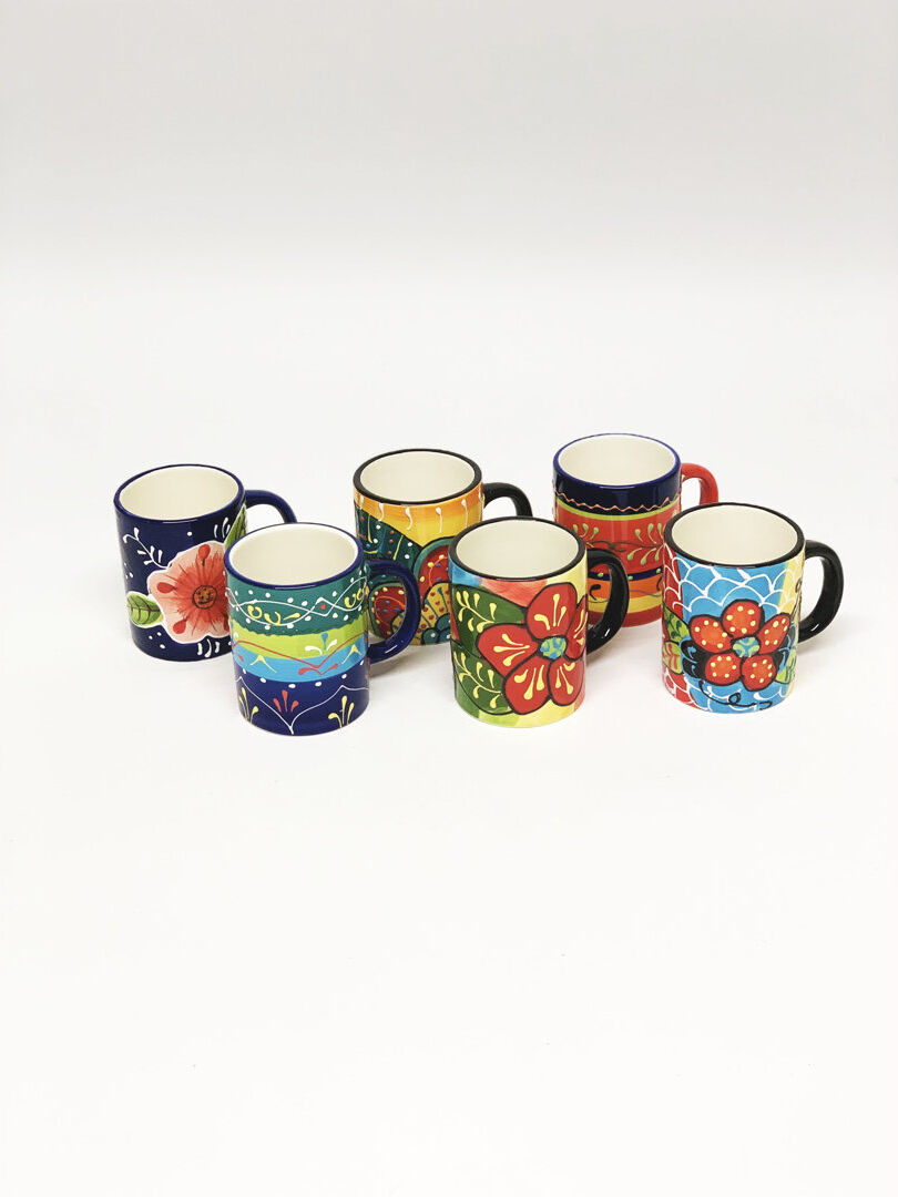 Bloomsbury Market Escatawpa Handmade Ceramic Mugs (6) Yellow;Red;Blue 250ml