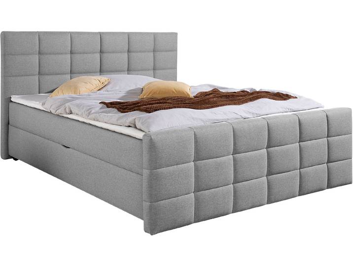 Boxbett HOME AFFAIRE, grau, B:187cm L:220cm, Komplettbetten, Boxbett mit Bettkasten und Fußteil, inkl. Topper