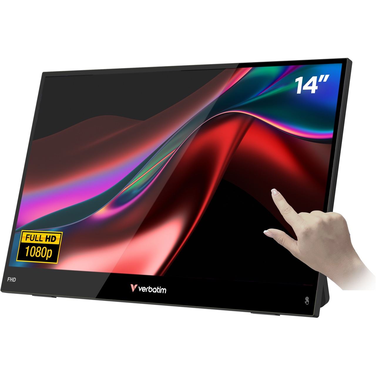 14" (35,56cm) Verbatim LIGHT Touchscreen Monitor schwarz 1920x1080 1xMini-HDMI / 1x USB-C mit Displayport