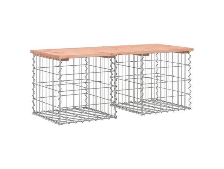 vidaXL Gartenbank Aus Gabionen 103/44/42 Cm Massivholz Douglasie, Braun, Holz, Rechteckig, 103x42x44 cm, Gartenmöbel, Gartenbänke