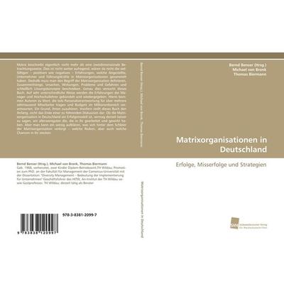 Matrixorganisationen in Deutschland, Taschenbuch von Bernd Benser (Hrsg.,Michael Bronk,Thomas Biermann, Südwestdeutscher Verlag für
