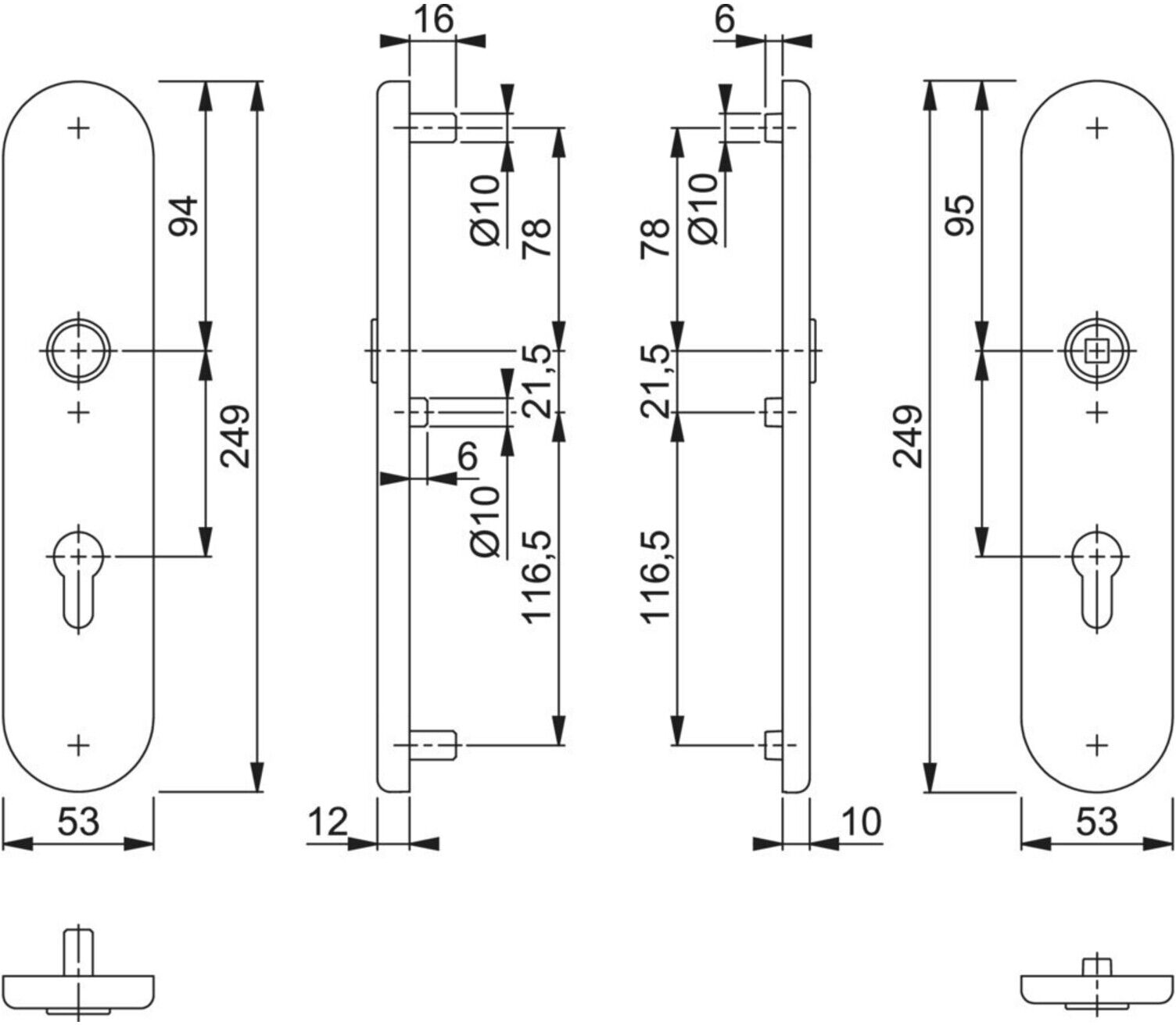 HOPPE Schutz-Langschild,Paar E3331/3310 ES1 (SK2), F69 Edelstahl (11980746)