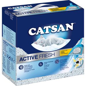 Catsan Katzenstreu Active Fresh, aus Naturton und Aktivkohle, klumpend, geruchsbindend, mit Frischeduft, 8 Liter