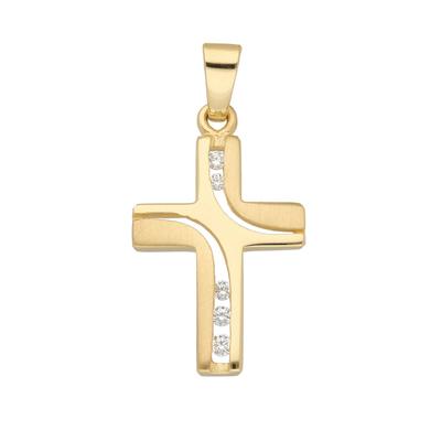 Kreuzanhänger ADELIA´S "Damen & Herren 333 Gold Kreuz Anhänger mit Zirkonia", gold, Schmuckanhänger, Damen, Gold, mit Zirkonia für Damen & Herren