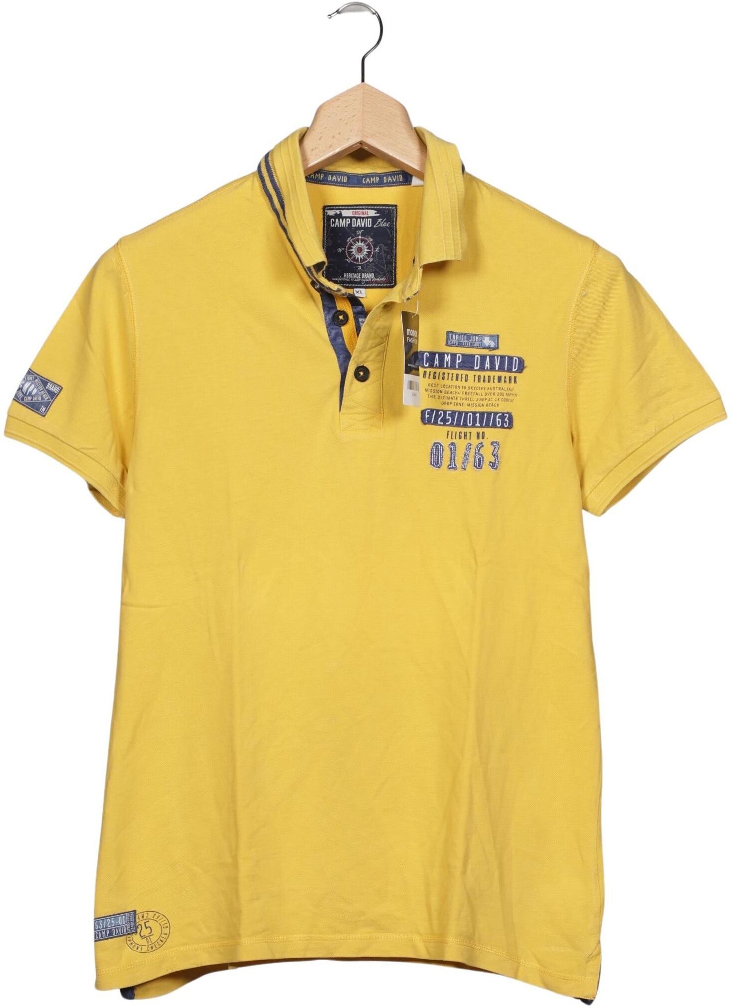Camp David Herren Poloshirt, Gelb, Gr. XL, Baumwolle - Second Hand
