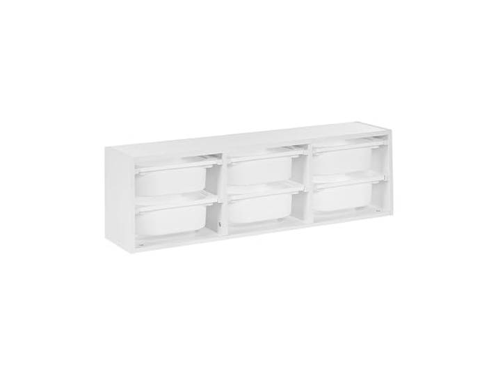 Beliani Wandregal mit Aufbewahrungsboxen Weiß Faserplatte 6 Schubladen Holzwerkstoff, Matt, 98 x 21 x 29 cm