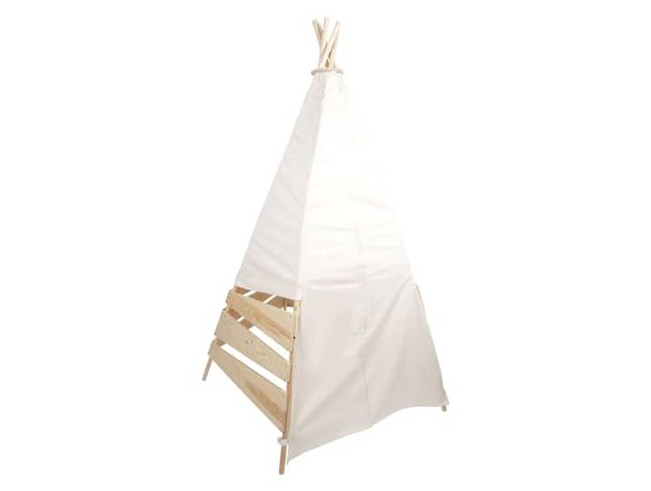 small foot Outdoor Zelt Tipi aus Holz und Zeltstoff, geräumiges Spielzelt für den Garten, für Kinder ab 2 Jahre, 12405, Weiß