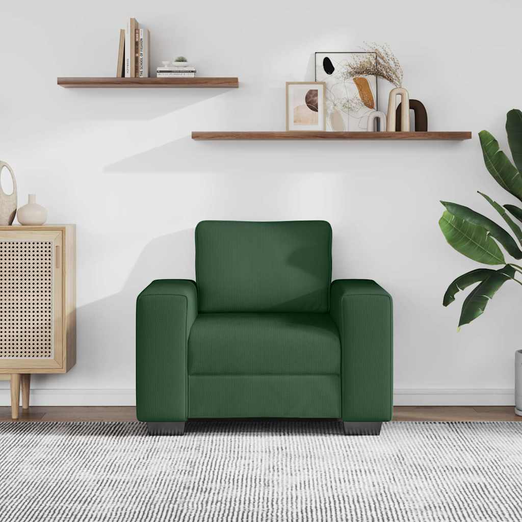 vidaXL Canapé/Fauteuil vert foncé 100x77x82 cm en tissu velours côtelé