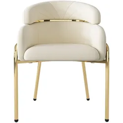 OKWISH Polsterstuhl Samt Beige mit Metallbeinen, 1 Esszimmerstuhl 56x45x84 cm, belastbar bis 150 kg