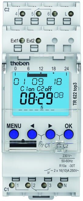 Theben Programmateur hebdomadaire numérique 2K TR 622 top3 (6220130)