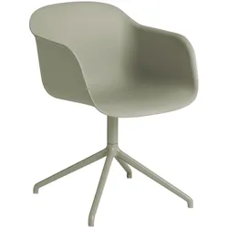 Muuto Fiber Armchair, swivel base, dusty green / dusty green