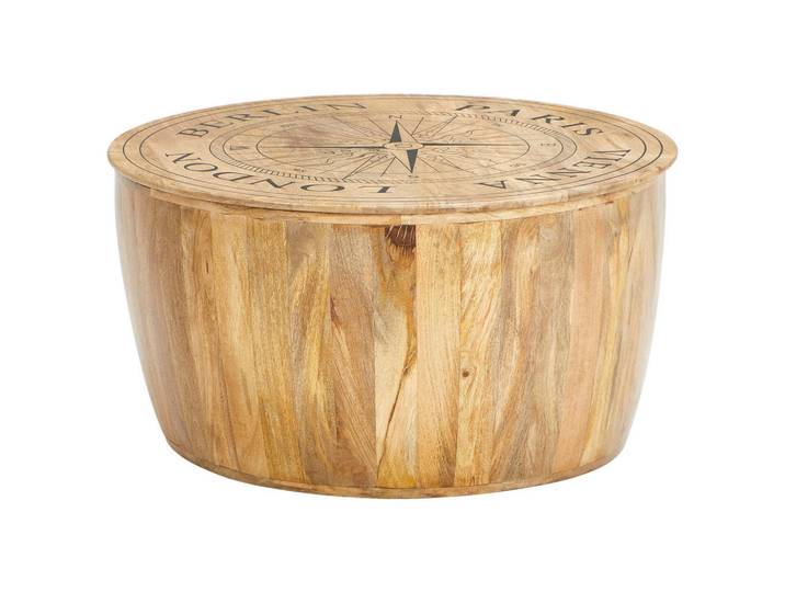 Carryhome Couchtisch, Natur, Holz, Mangoholz, massiv, Holz, rund, Bodenplatte, 83x42x83 cm, Holzmöbel, Holztische, Couchtische Holz