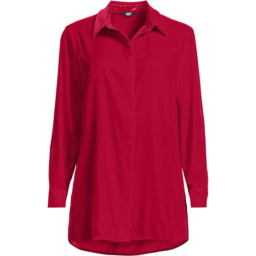 Samtbluse für Damen, Damen, size: regular, Rot, Polyester, by Lands' End