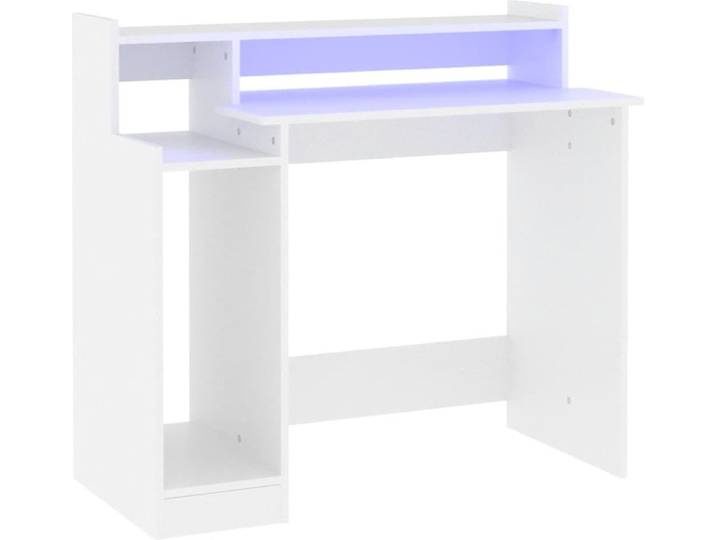 vidaXL Bureau avec LEDs Blanc 97x45x90 cm Bois composite