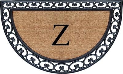 "A1 Home Collections Half Round Rubber Coir Monogrammed Double Doormat, 30"" x 48"""