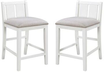 Set of 2 Counter Height Chairs with Upholstered Seat
