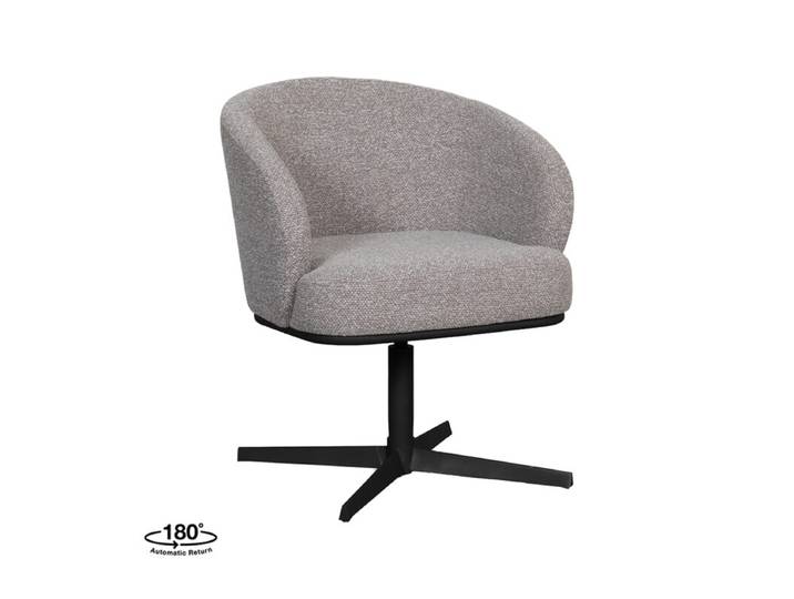 LABEL51 Eetkamerstoel Cannes - Mushroom - Royal Boucle - Zwart Metaal