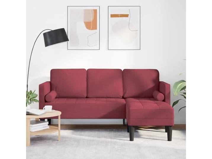 HEFZGDB L-Form Sofa 3-Sitzer 160 cm Weinrot Stoff modernes Wohnzimmer Design mit stabilen Buchenholzrahmen und weichen Polyesterkissen für Komfort und Langlebigkeit geräumige
