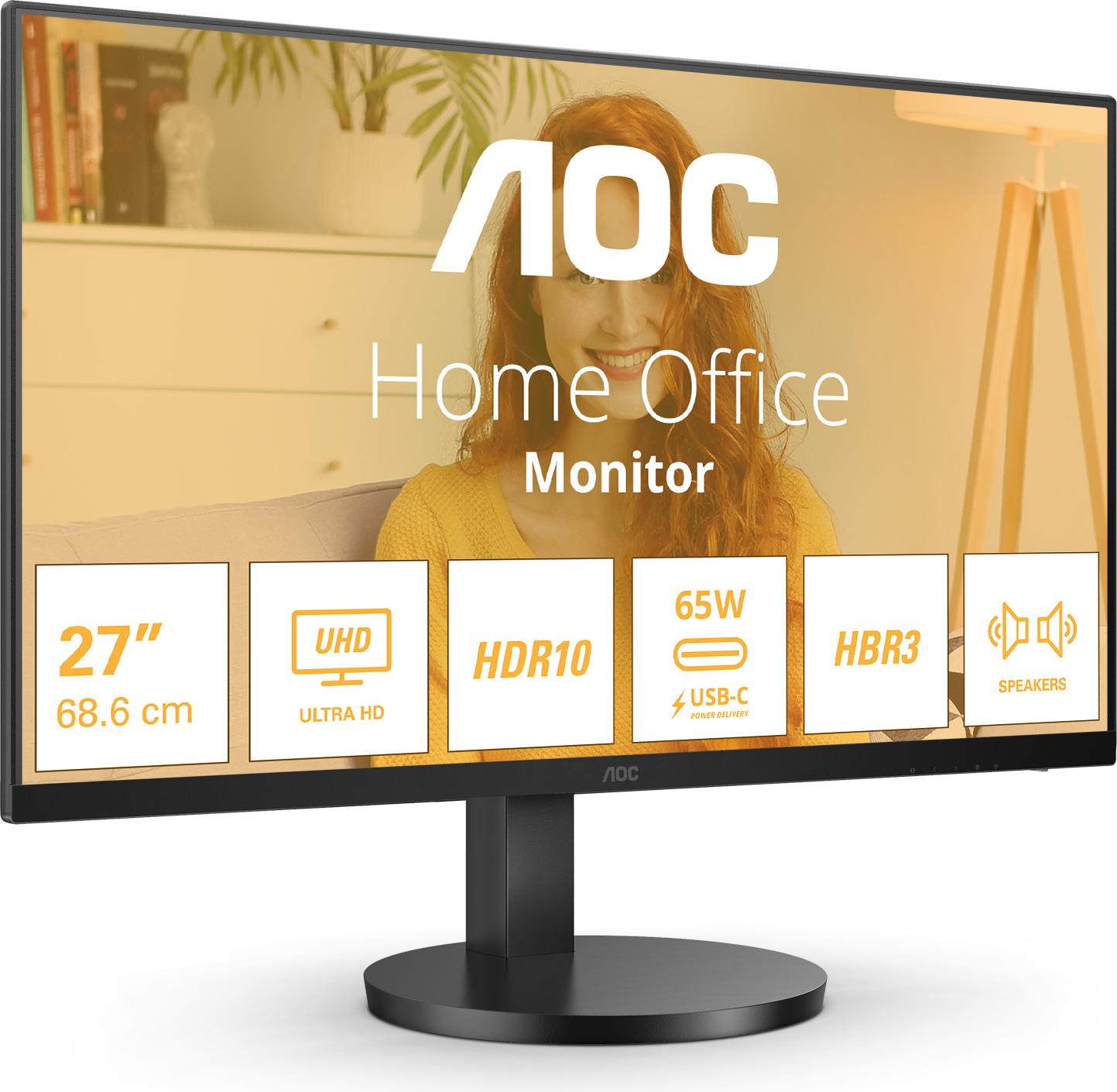 AOC B3 U27B3CF, 68,6 cm (27"), 3840 x 2160 Pixel, 4K Ultra HD, LCD, 4 ms, Schwarz
