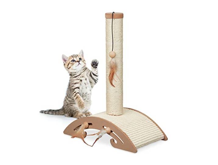 Relaxdays Griffoir Chat\, HxLxP : 52x42x22 cm\, Tronc à gratter\, Jouet intégré\, pour l’intérieur\, Tronc en sisal\, Marron