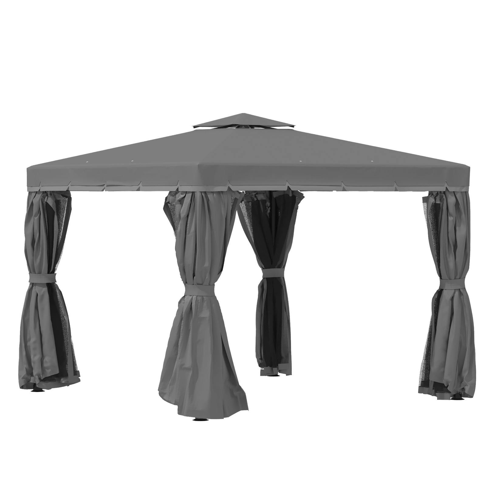 Outsunny Tuinpaviljoen met tweelaags waterdicht en UV-bestendig dak, donkergrijs, B: 3 m, D: 3 m, H: 2,7 m