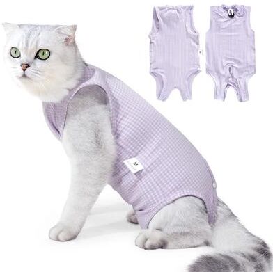 Uplift Picks Professional Cat Recovery Suit For Abdominal Wounds And Cone Alternative Post Surgery Care purple l