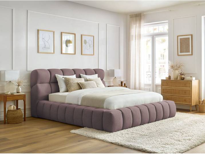 Lit coffre MONT-BLANC tissu chiné 160x200