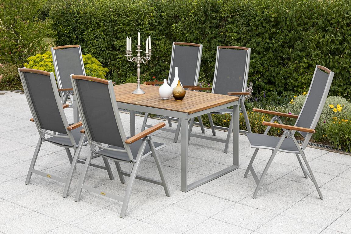 MERXXHANDELS Siena Set 7tlg 6 Sessel Tisch 150(200)x90cm 16909306