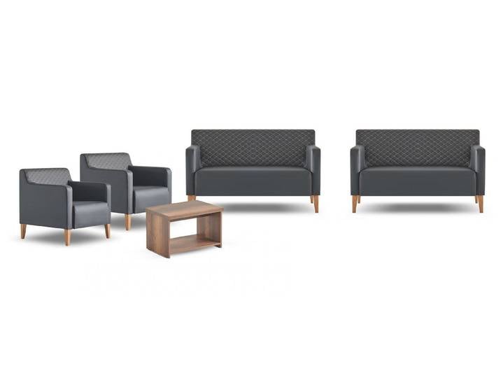 Xlmoebel Polstergarnitur 5-teiliges Arbeitszimmer-Set Schwarz/Braun mit Couchtisch, (Arbeitszimmer-Set, 5-tlg., 5-teiliges Arbeitszimmer-Set), Made in Europa