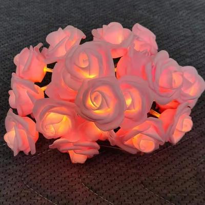 Inspired Finds Battery Operated Rose Flower String Lights 9.84ft, 20 LEDs, Romantic Artificial Rose Garland pink Rose