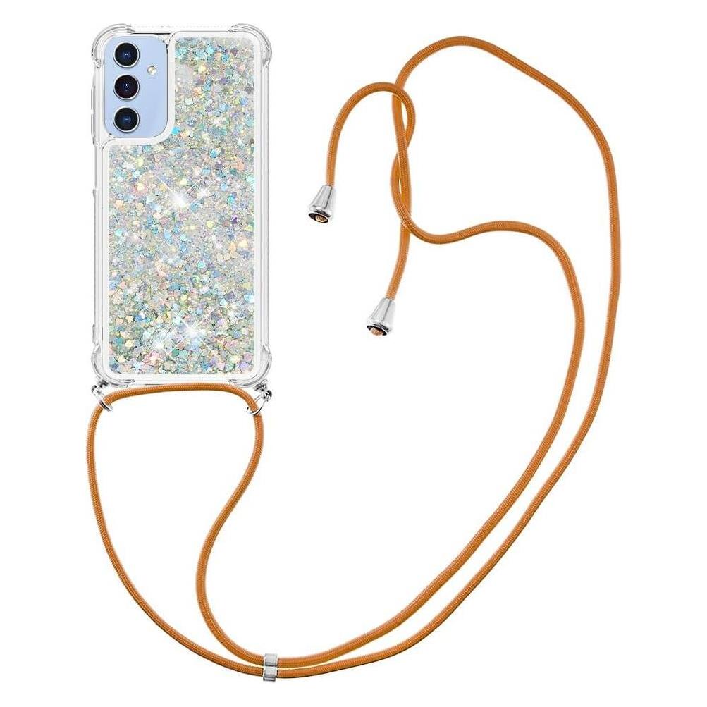 Cover-Discount Galaxy A15 - Glitzer Hülle mit Umhängeband silber (Samsung Galaxy A15) (660166858I)