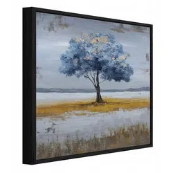 BILDER mit Rahmen Baum Abstraktion Blau 30x30 cm